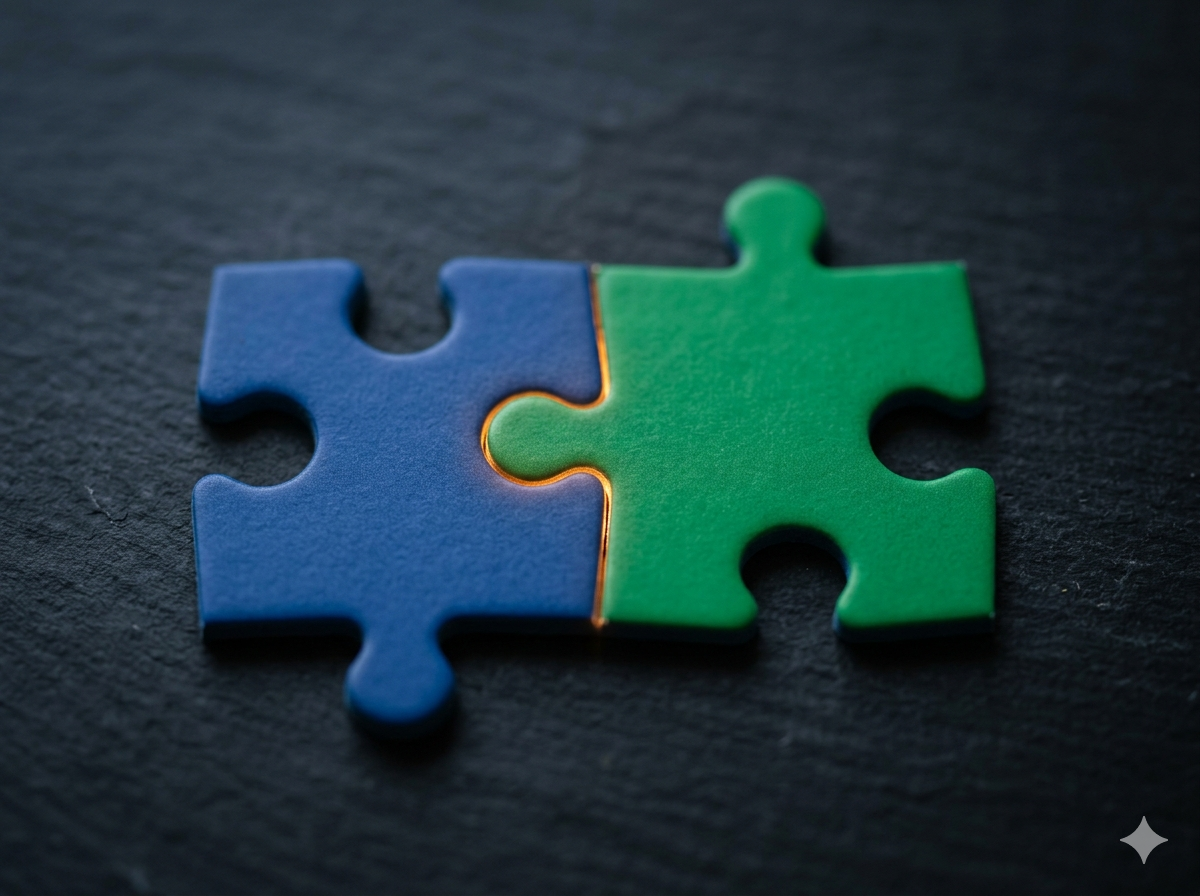 Two puzzle pieces fitting together